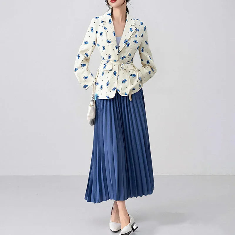 Women's white suit jacket with lace-up waist detail and collar, shown in regular fit with long sleeves