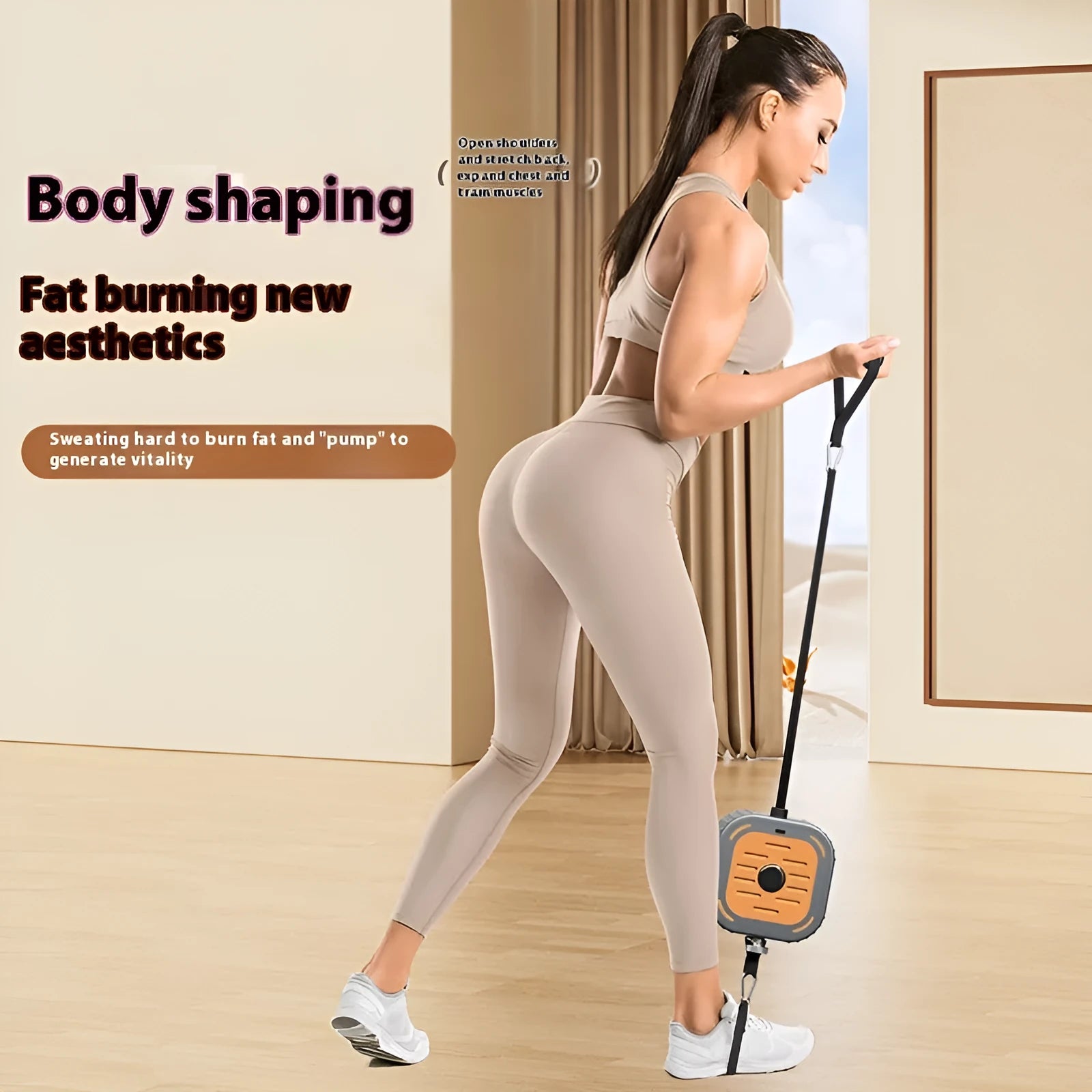 Power pump chest expander strength training equipment in vibrant orange with adjustable resistance system