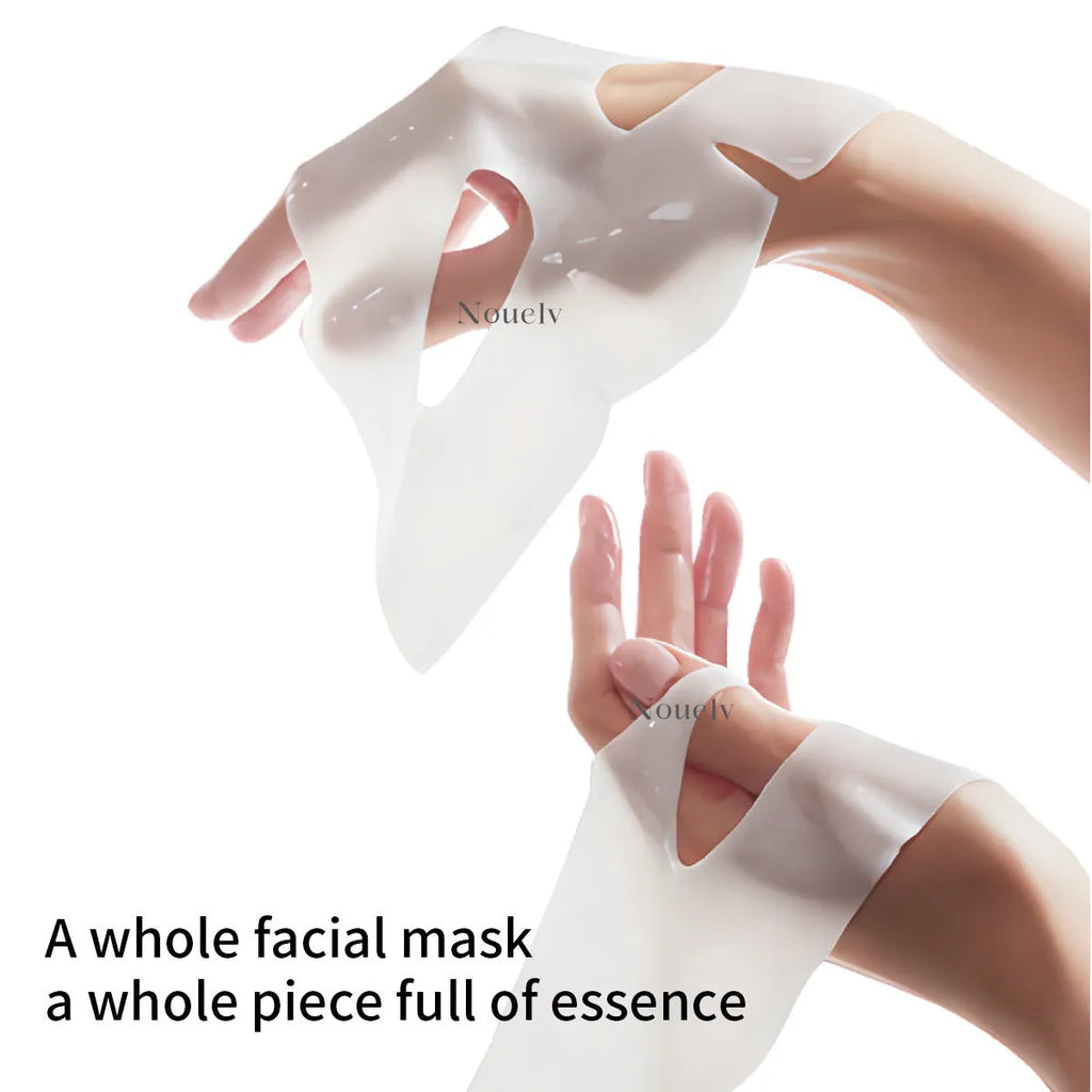 Box containing four individual collagen layered patch sheet masks for facial skincare.