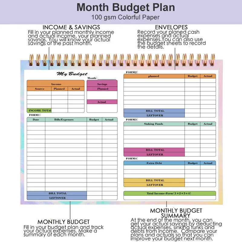 B5 spiral-bound budget tally book with PP cover for daily financial recording