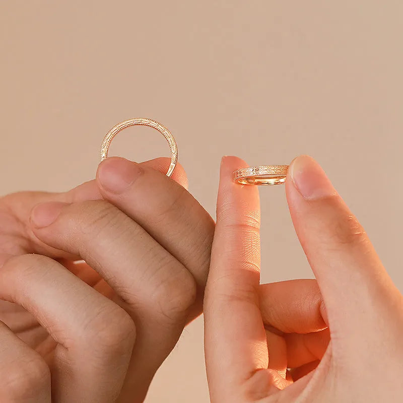 Simple gold wheat open couple ring set with adjustable copper band in J1089 women's gold colour