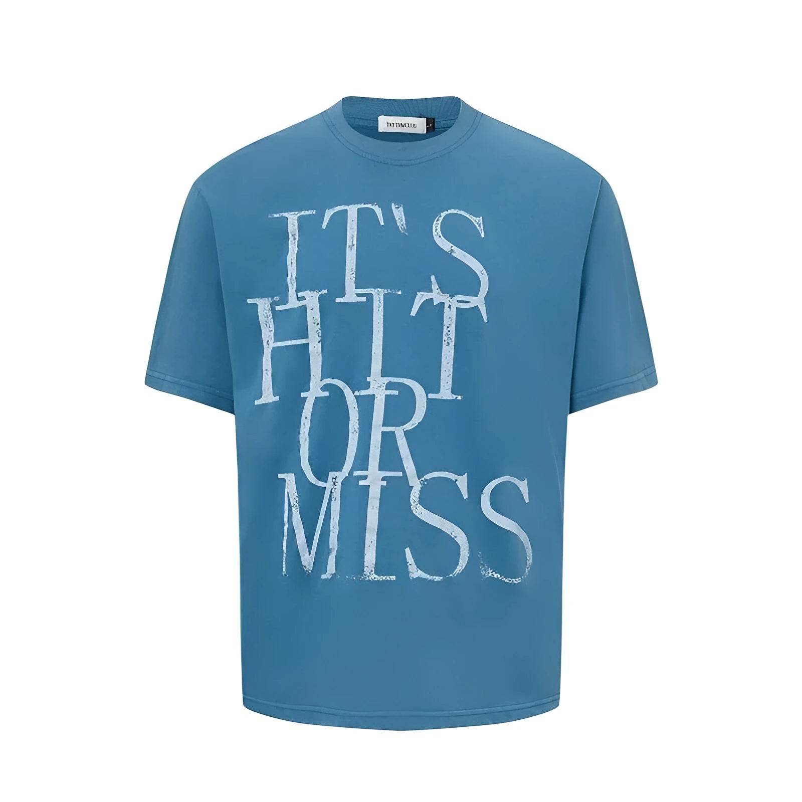 Men's American retro style cotton blend t-shirt with printed letter design in loose fit