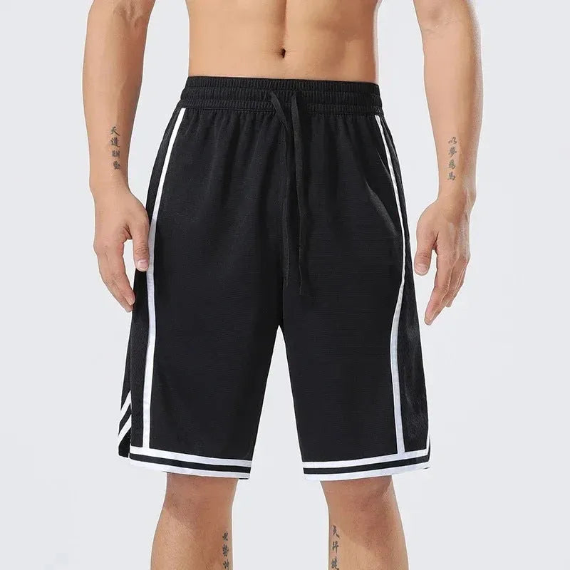 Men's polyester micro elastic summer sports training shorts in straight-leg cut, multiple colours available