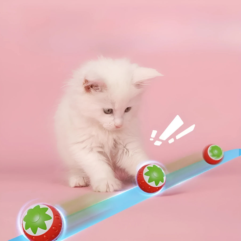 Self-Hi electric cat rolling ball toy in orange and green, made from ABS and silicone for interactive play