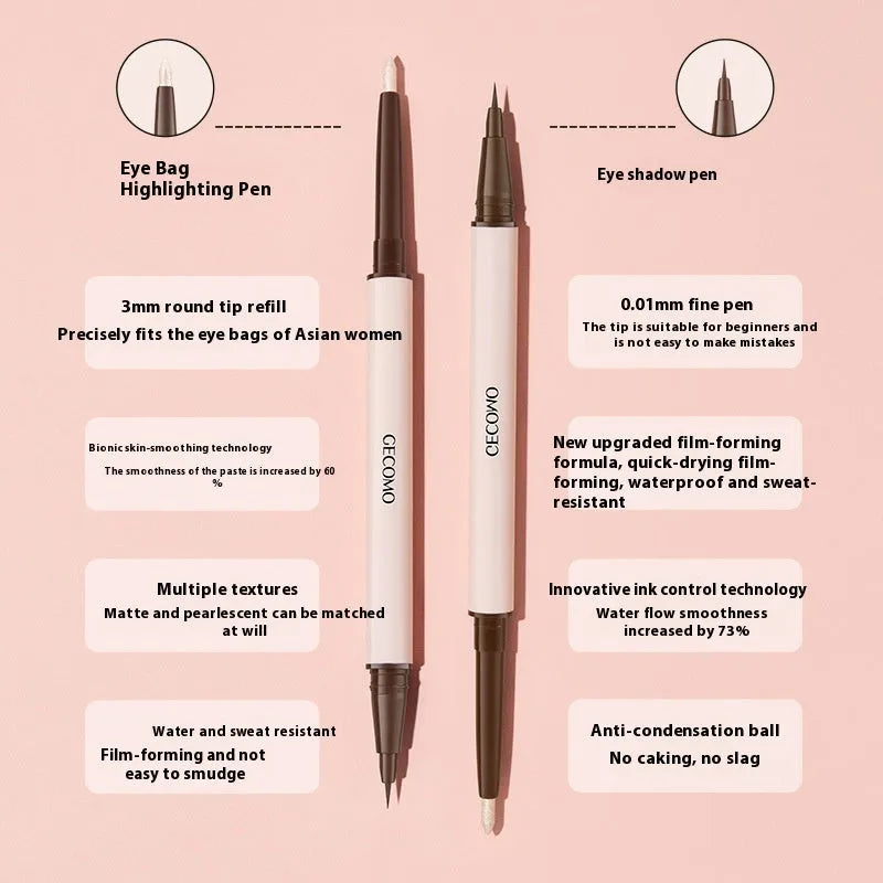 Double-headed silkworm pen eyeliner with pearlescent stereoscopic star eyes effect