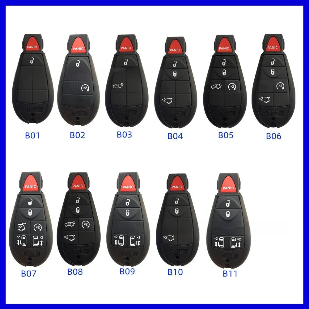 Dodge Chrysler car smart key replacement shell made of ABS brass, dimensions 85mm by 42mm by 15mm.