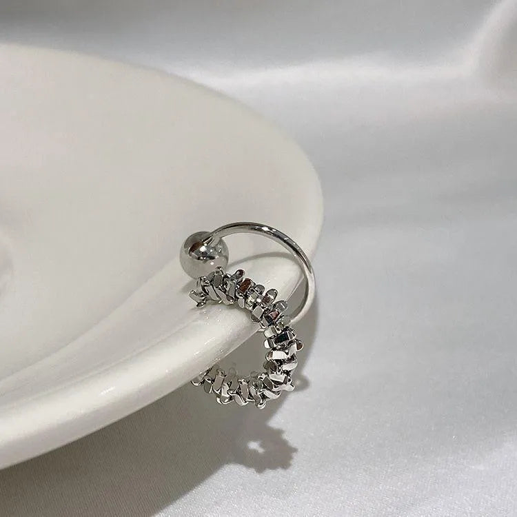 Geometric irregular frosty finish clip-on earrings in alloy with asymmetric design