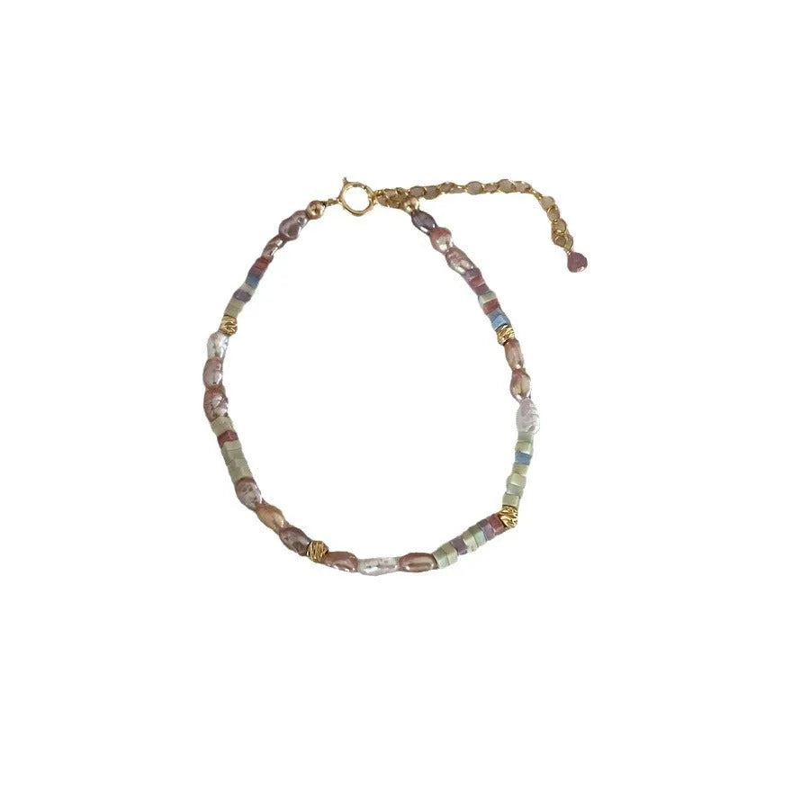 Purple freshwater pearl bracelet and matching necklace with 14k gold vermeil and silver accents