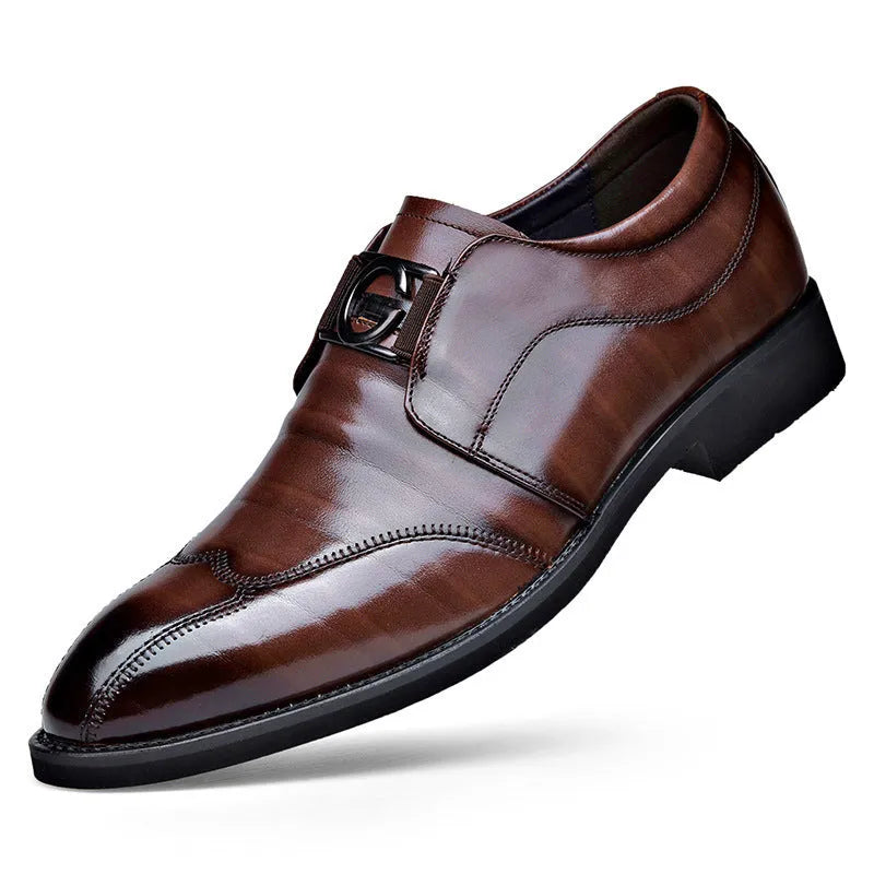 Men's casual lace-up shoes in black and brown, sizes 38-48, side view
