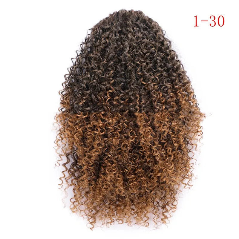 Women's African drawstring stretch small curly wig in 8 inch length with adjustable cap