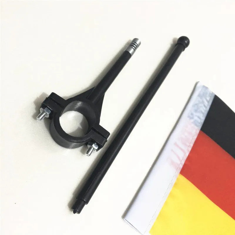 Cycling flag with square polyester fabric on plastic handlebar pole for promotional use