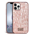 Real skin phone case with side all-inclusive electroplating, grid screen back cover, for iPhone 12 and iPhone 12 Pro Max