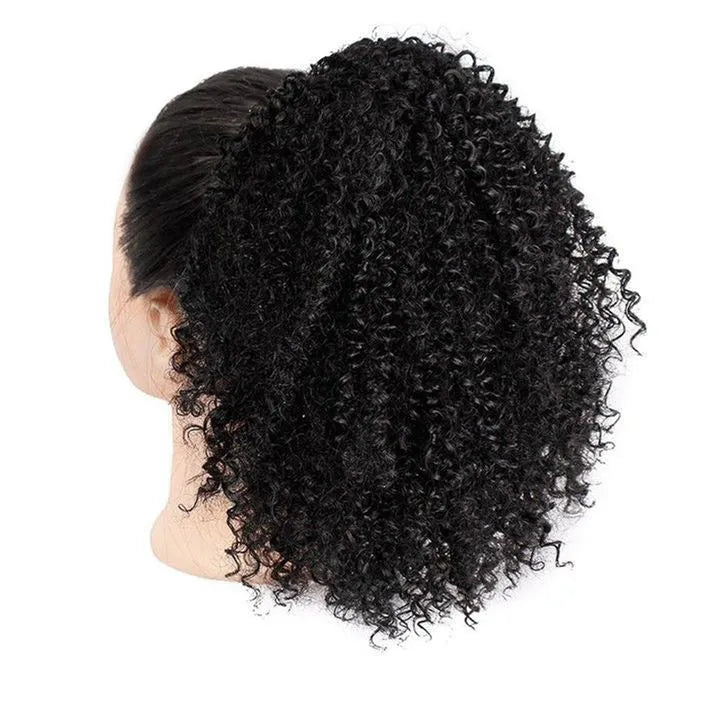 Women's African drawstring stretch small curly wig in 8 inch length with adjustable cap