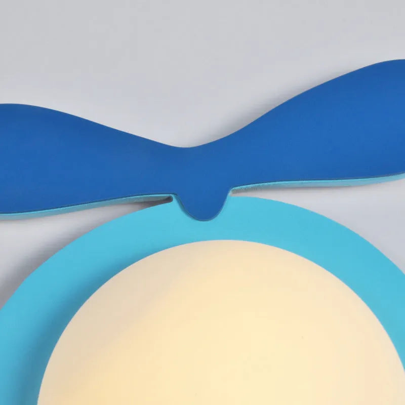 Children's wall lamp with cartoon modelling, glass lampshade, iron and wood body, LED light source, 33x36x8cm, 220V