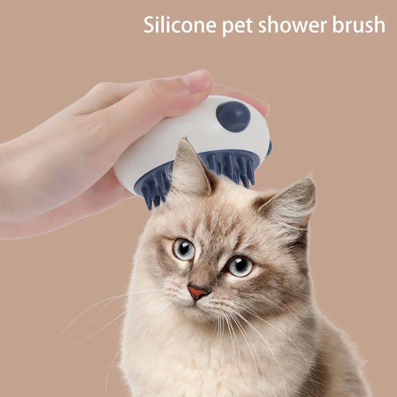 Panda shaped silicone pet shower brush with soft bristles for cats and dogs