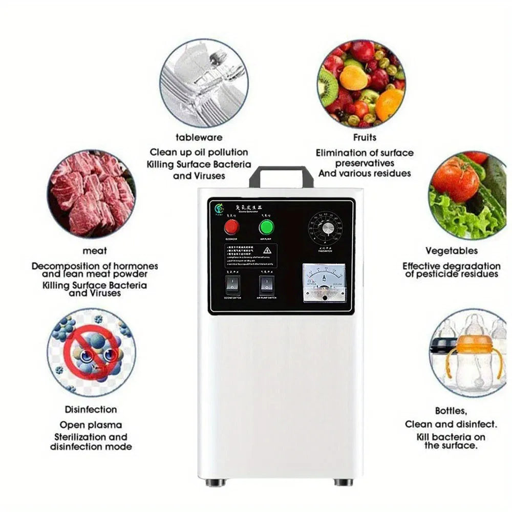 Stainless steel and white ozone generator for food and water treatment, 20g/h output.