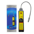 WJL-6000 handheld electronic halogen leak detector with a long black probe on a workshop bench.