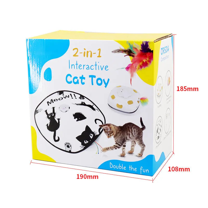 Plastic cat toy with self-hi relief design and teaser mechanism in pictured colour, dimensions 19.8x11.5x19.5cm