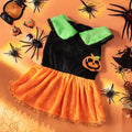 Halloween pumpkin skirt pet costume for small dogs in crystal velvet fabric with size options
