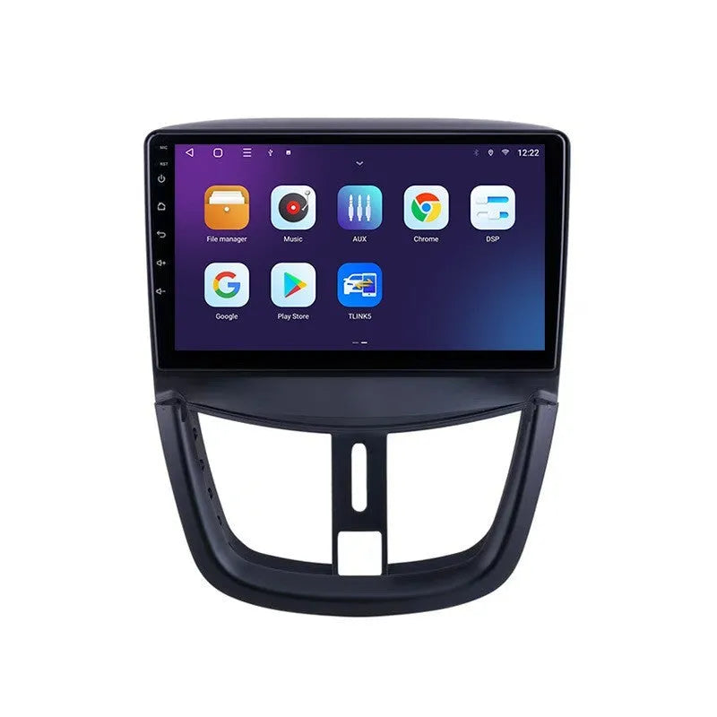 Peugeot 207 Android large screen 9 inch black car stereo with plastic hardware glass