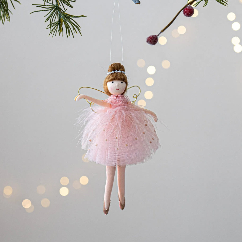 Pink and white cloth ballet girl angel plush pendant doll with modern simple style