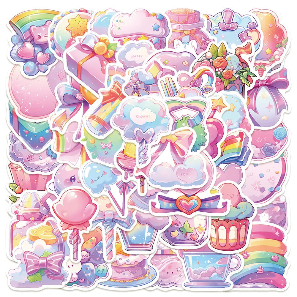 Waterproof decorative stickers with fresh candy designs measuring 4-7cm for hand account decoration