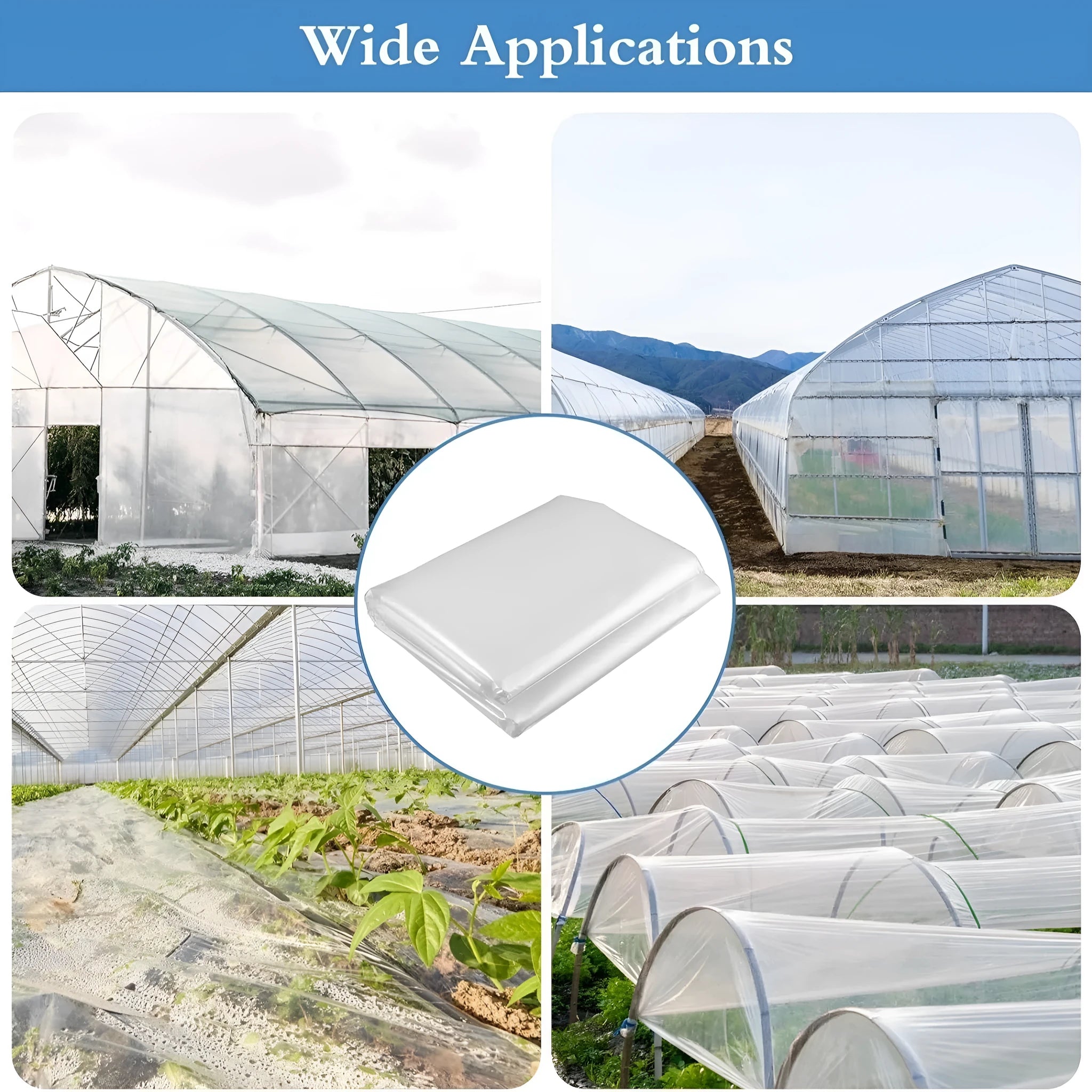 Plastic film greenhouse covering sheet measuring 4x8 metres for vegetable shed insulation