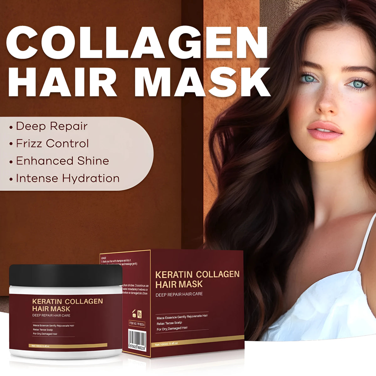 Collagen hair mask 100ml bottle for moisturising and repairing dry, brittle hair