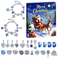 24 grid Christmas advent calendar countdown set with zinc alloy bracelet blind box in blue colourways