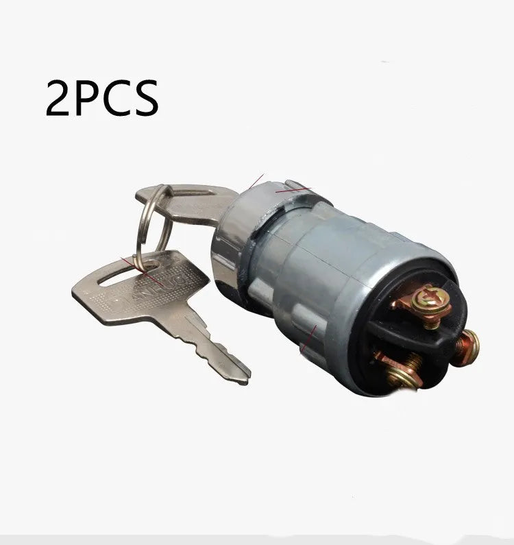 Copper vehicle ignition lock with key for JK423 model trucks and forklifts.