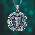 Wolf head pendant necklace with heart shape, copper lip chain, electroplated finish, XL1721 colour