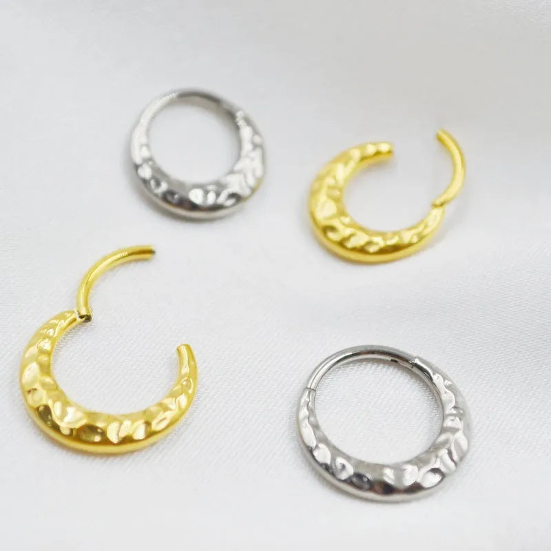Titanium alloy ASTM F136 nose ring with concave-convex carving pattern in silver or gold colour