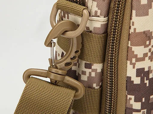 MOLLE crossbody tactical hanging bag in 800D Oxford, 25cm x 17cm x 10cm, with front sub-bags and side MOLLE panels