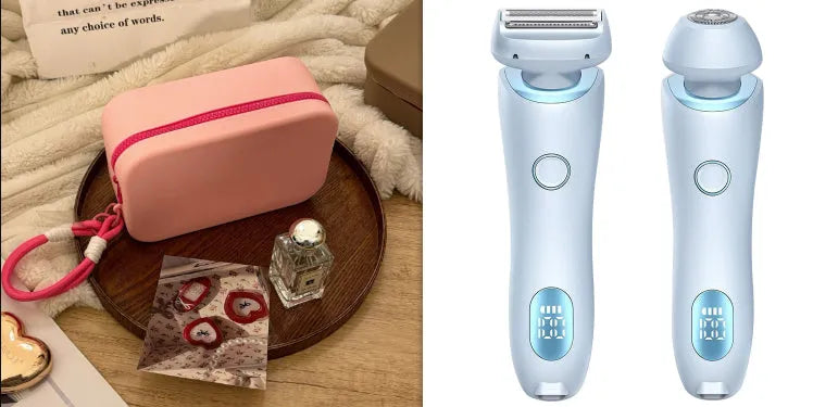 2 in 1 women's electric shaver with square foil and round rotating heads, USB rechargeable, pink colour