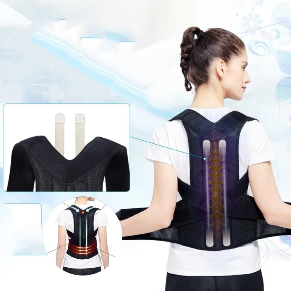 Black spine bending posture corrector with nano-carbon titanium keel, breathable mesh and Velcro fastening, sizes S to 4XL