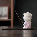 Ceramic incense burner decoration with cute female court attendant design in fresh, adorable style