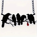 Black electroplated crow necklace with cross chain design for hip hop gothic styling
