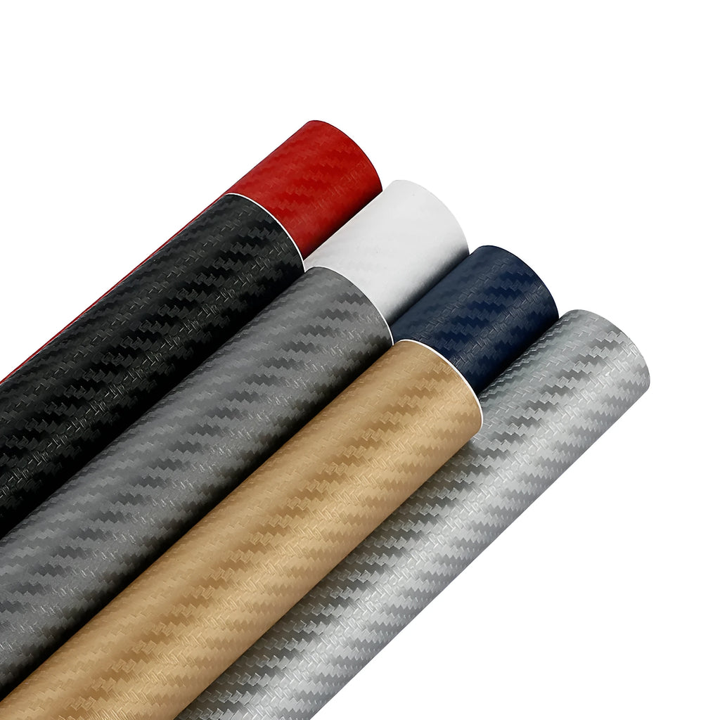 127x30cm car carbon fibre sticker roll in 14 colours including black, blue, and red for vehicle trim.