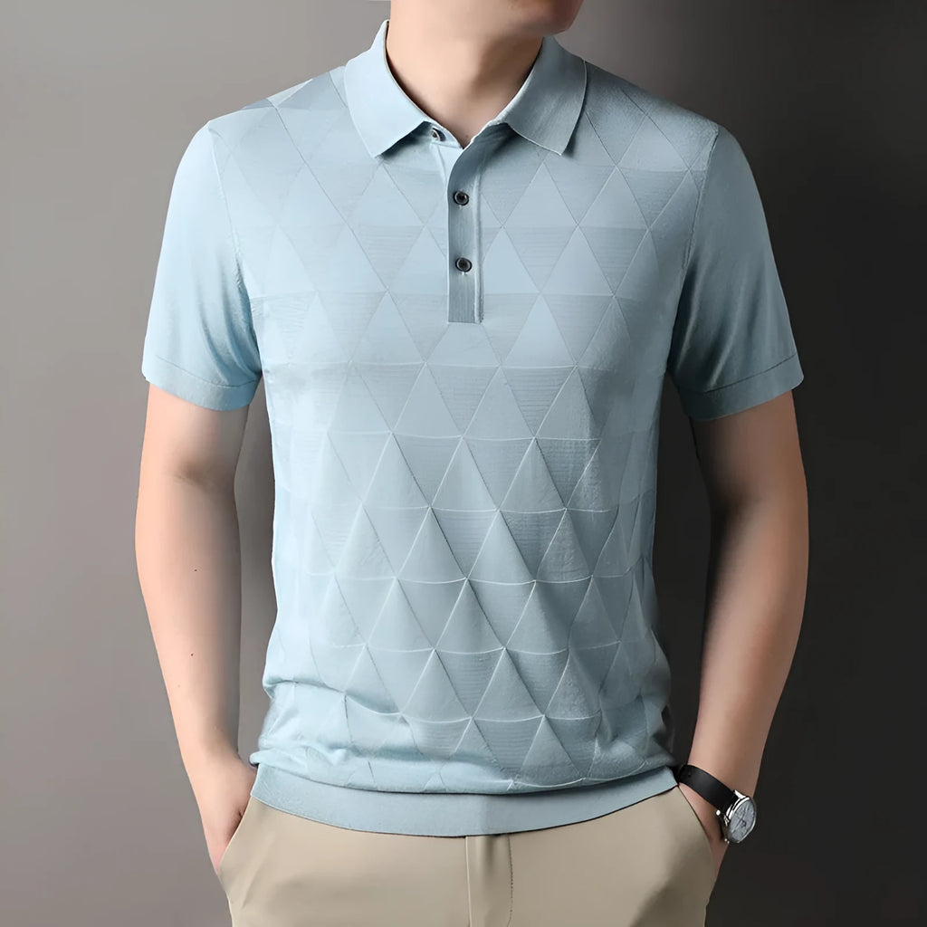 Men's thin ice silk lyocell short sleeve T-shirt in regular fit showing green colour option