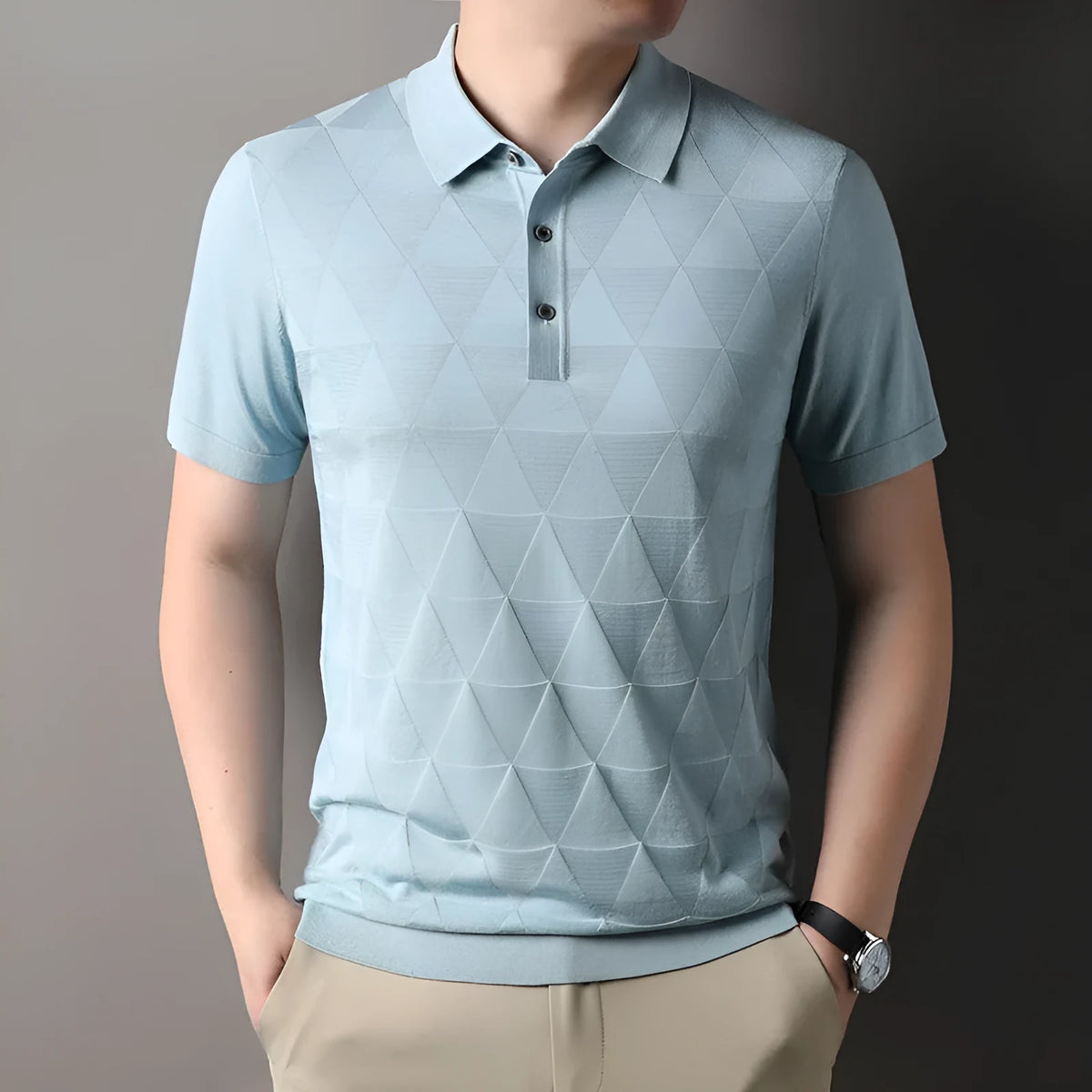 Men's thin ice silk lyocell short sleeve T-shirt in regular fit showing green colour option