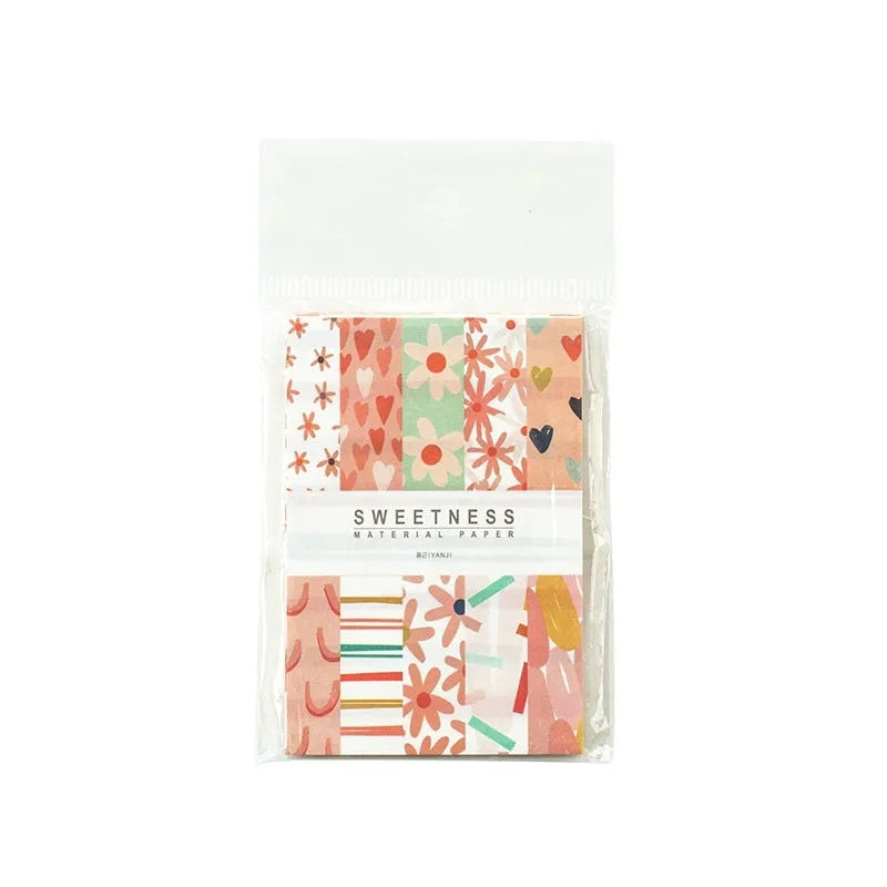 Assorted pack of 50 retro collage note papers in dessert colours like red plum cheese and mango milk roll