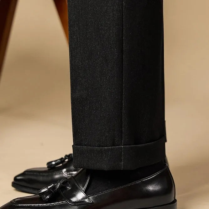 Black and brown genuine leather tassel loafers for business casual wear