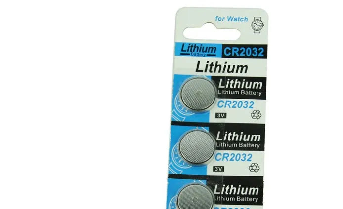 CR2032 3V lithium button battery on a card, 20mm diameter, for scales and remotes