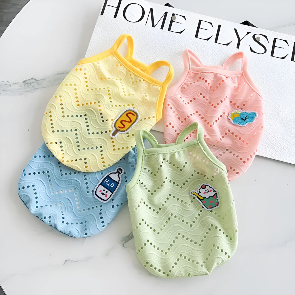Cool mesh breathable strap pet vest for dogs in polyester fabric with camisole style
