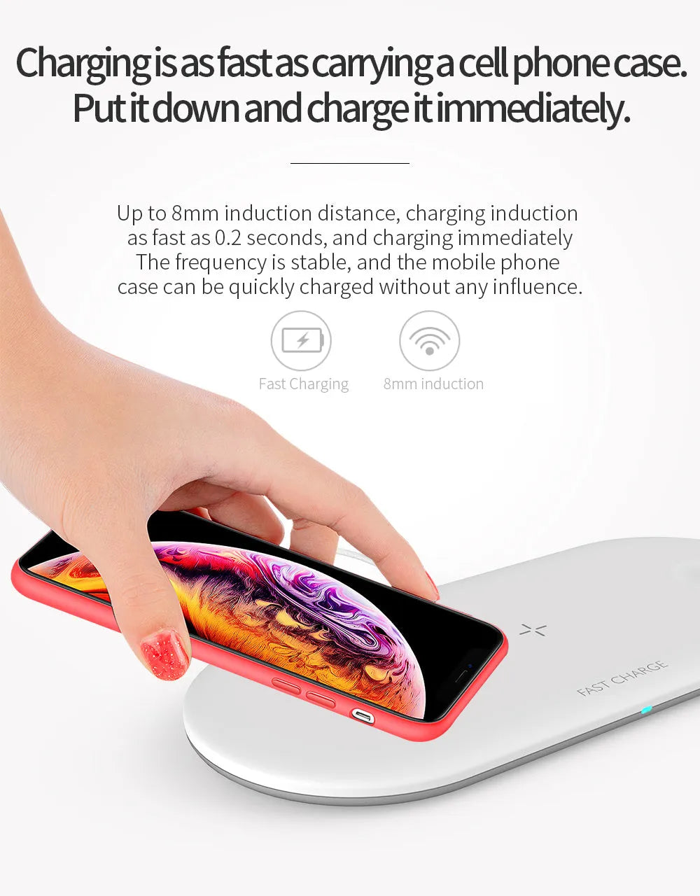Three-in-one wireless charging station for Apple devices in black or white