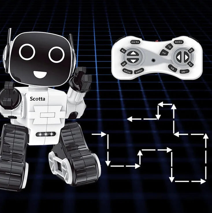 Remote intelligent robot toy with music and flash functions in white plastic, 26x16x14.5cm