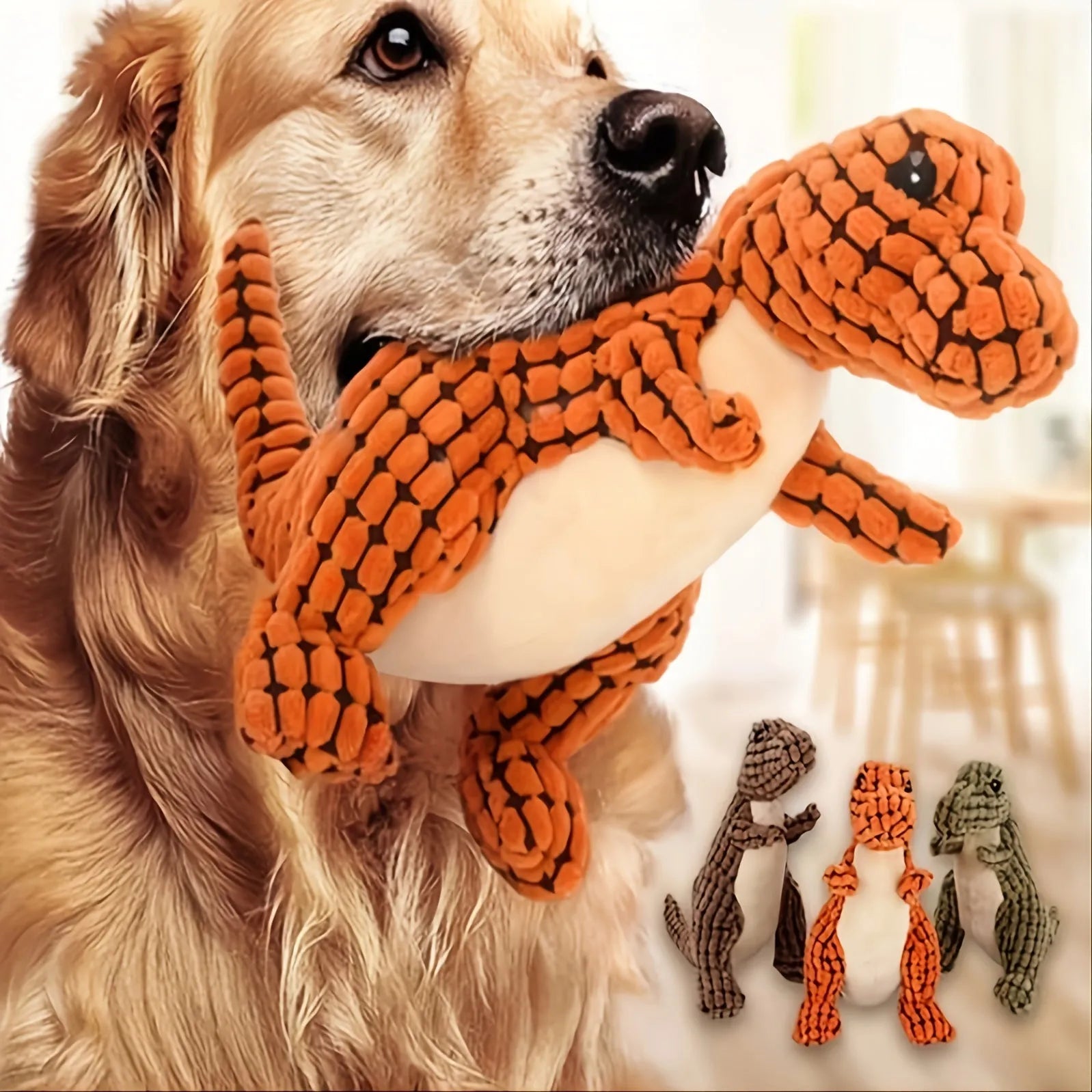 Sound-producing dog toy for biting resistance in grey, green, and orange colour options