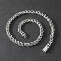 Men's titanium steel keel chain necklace with large hemp flowers design in antique silver finish