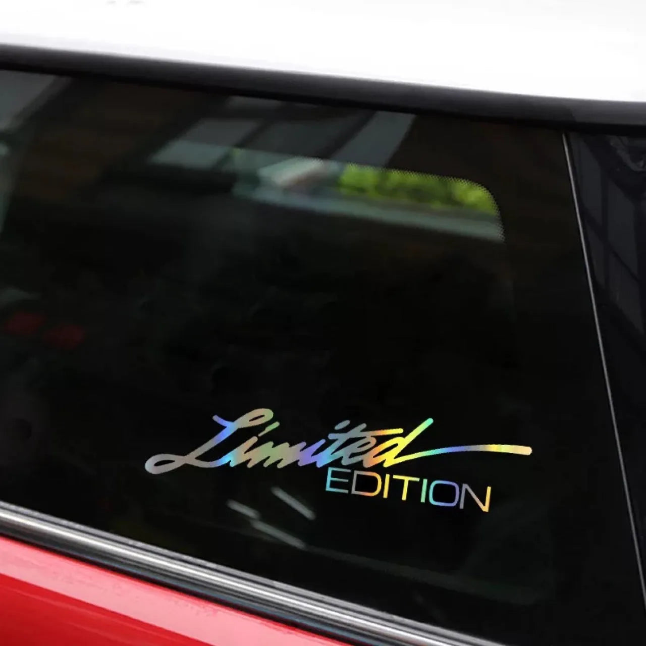 Black laser reflective car sticker with text on PET vinyl for vehicle windows