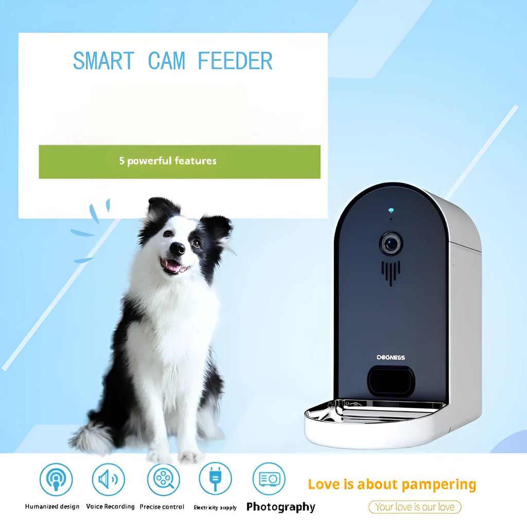 Smart pet feeder with automatic timer and remote monitoring in Barbie pink and ivory white colour combination